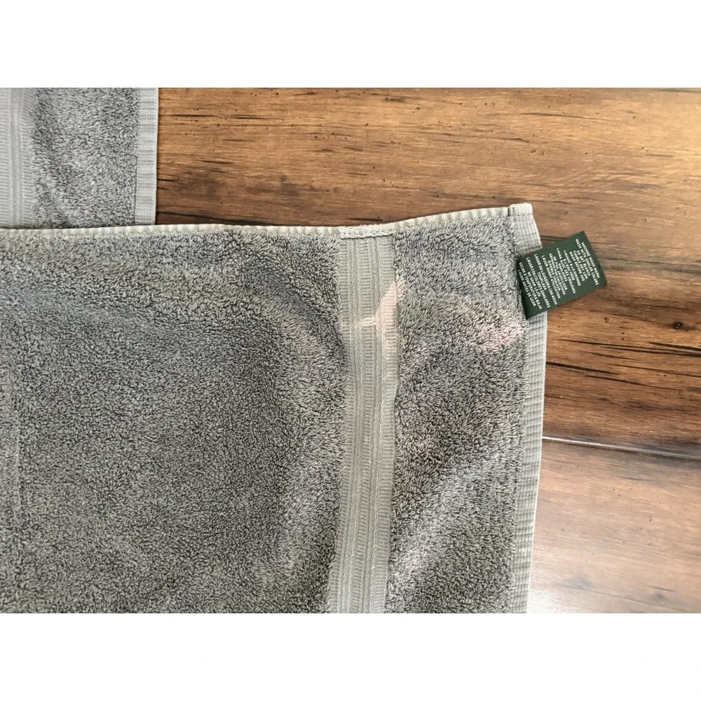 Grey Ralph Lauren Large Bath Towel Set of Two 52x31 *flaw/stain*
